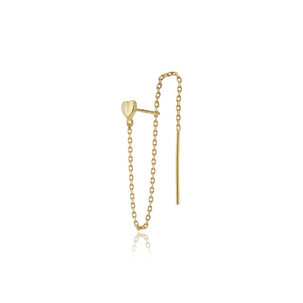 Women'S Gold Western Brass Na Post And Back Gold-Polished Single Heart Shaped Drop Earrings - Wahe Jewels - Swadesiicart