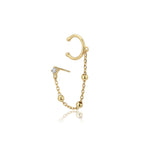 Women'S Gold Western Brass Cubic Zirconia Post And Back Gold-Polished Single Contemporary Drop Earrings - Wahe Jewels - Swadesiicart
