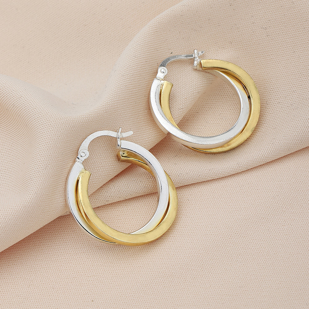 Women'S Gold Western Brass Na Fish Hook Ear Wire Rhodium - Polished Single Circular Hoop Earrings - Wahe Jewels - Swadesiicart