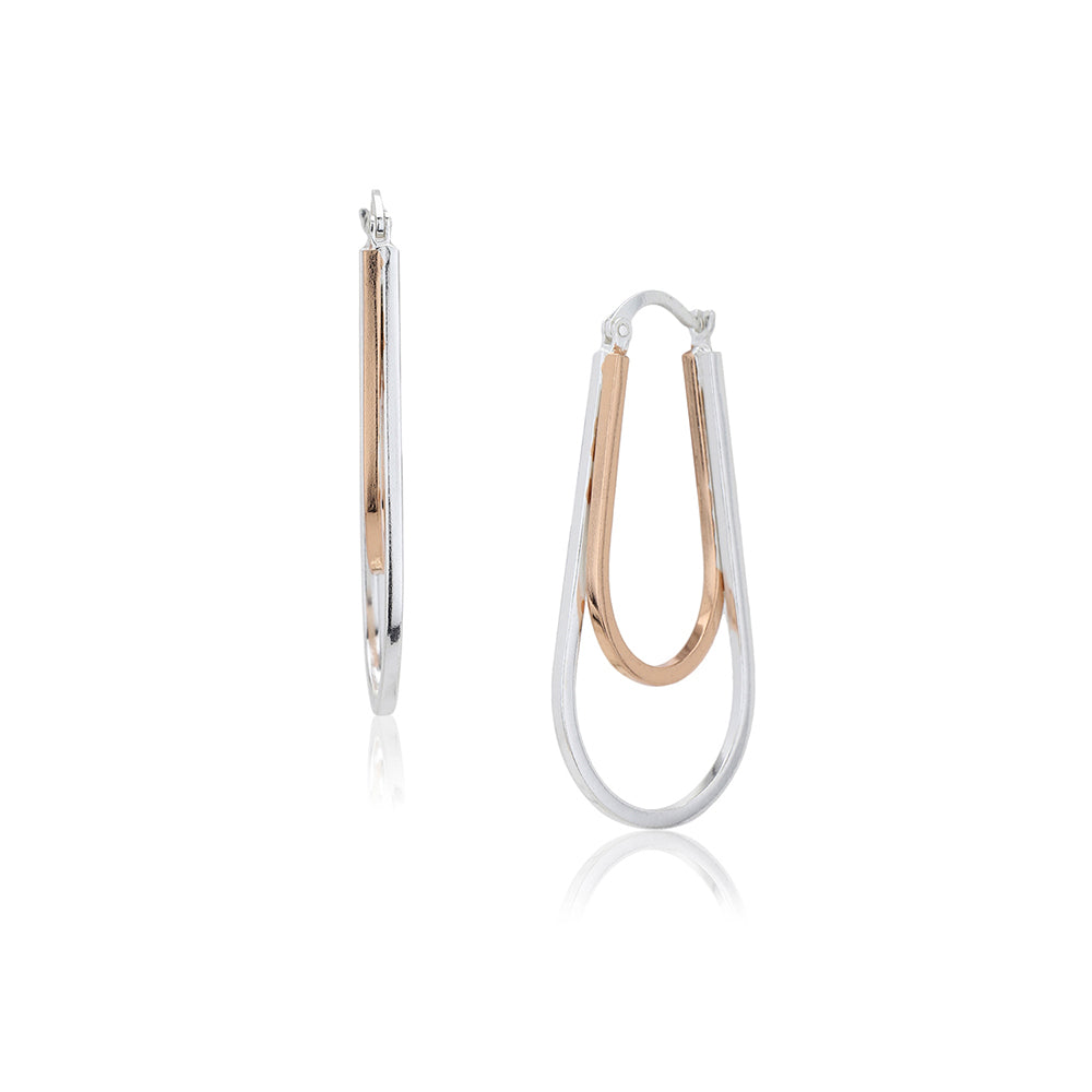 Women'S Silver Western Brass Na Fish Hook Ear Wire Rhodium - Plated Single Oval Hoop Earrings - Wahe Jewels - Swadesiicart