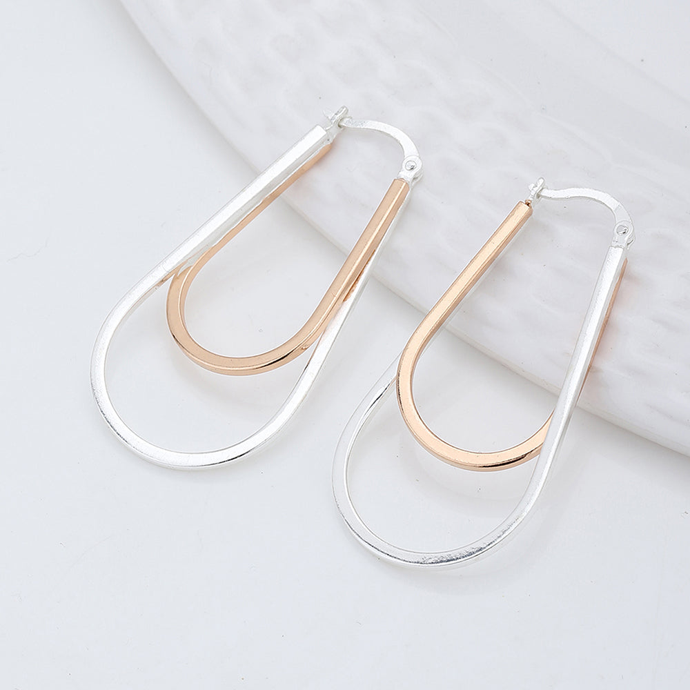 Women'S Silver Western Brass Na Fish Hook Ear Wire Rhodium - Plated Single Oval Hoop Earrings - Wahe Jewels - Swadesiicart