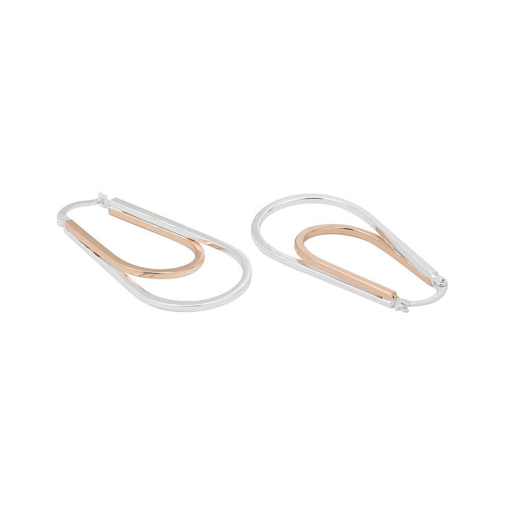 Women'S Silver Western Brass Na Fish Hook Ear Wire Rhodium - Plated Single Oval Hoop Earrings - Wahe Jewels - Swadesiicart
