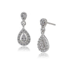 Women'S Silver Western Brass Cubic Zirconia Post And Back Rhodium - Plated Single Teardrop Shaped Drop Earrings - Wahe Jewels - Swadesiicart
