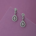 Women'S Silver Western Brass Cubic Zirconia Post And Back Rhodium - Plated Single Teardrop Shaped Drop Earrings - Wahe Jewels - Swadesiicart