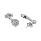 Women'S Silver Western Brass Cubic Zirconia Post And Back Rhodium - Plated Single Teardrop Shaped Drop Earrings - Wahe Jewels - Swadesiicart