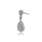 Women'S Silver Western Brass Cubic Zirconia Post And Back Rhodium - Plated Single Teardrop Shaped Drop Earrings - Wahe Jewels - Swadesiicart