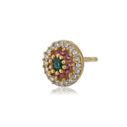Women'S Gold Western Brass Cubic Zirconia Post And Back Gold-Polished Single Circular Studs Earrings - Wahe Jewels - Swadesiicart