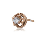 Women'S Rose Gold Western Brass Cubic Zirconia Post And Back Rose Gold-Polished Single Circular Studs Earrings - Wahe Jewels - Swadesiicart