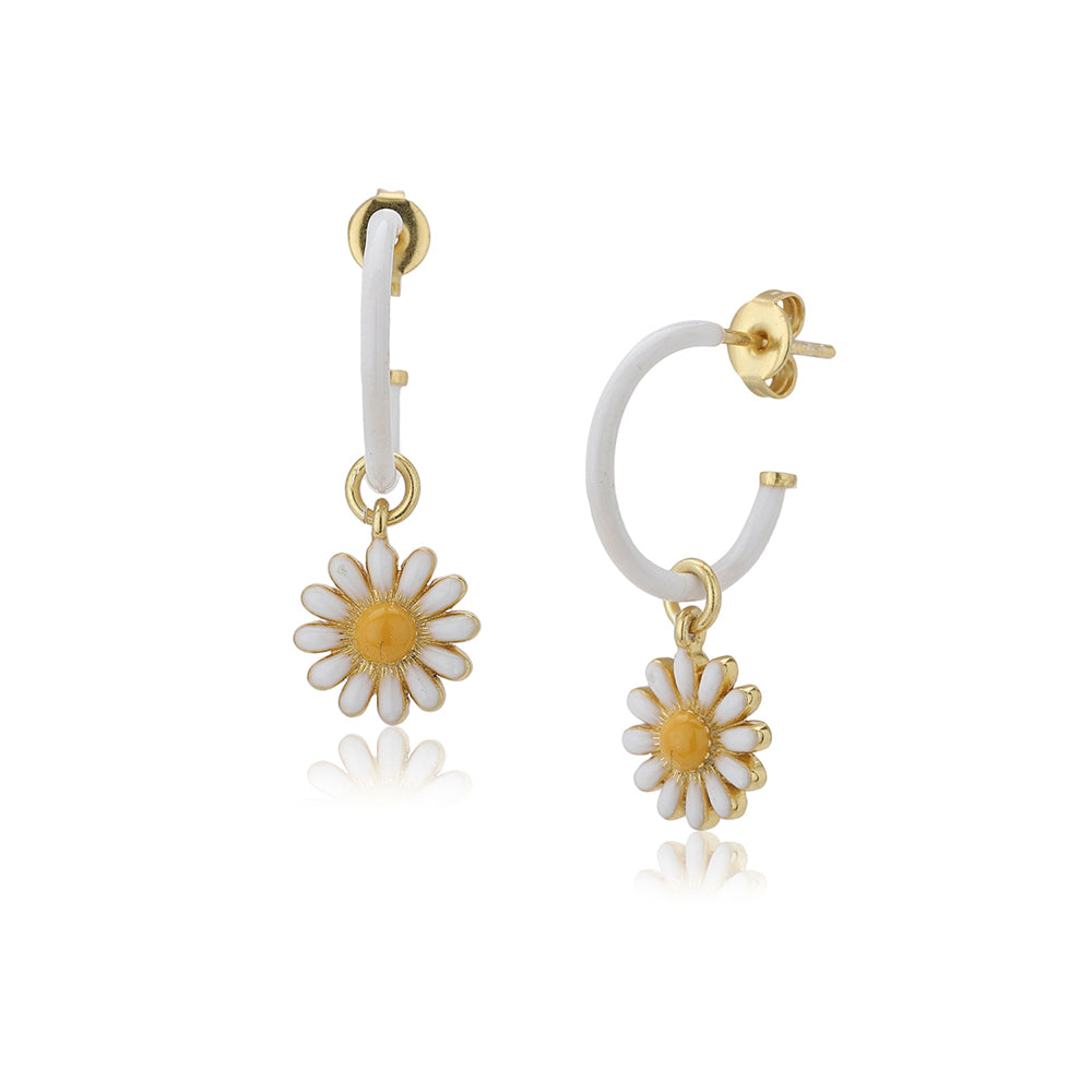 Women'S Gold Western Brass Na Post And Back Gold-Polished Single Floral Half Hoop Earrings - Wahe Jewels - Swadesiicart