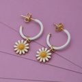 Women'S Gold Western Brass Na Post And Back Gold-Polished Single Floral Half Hoop Earrings - Wahe Jewels - Swadesiicart
