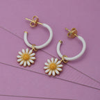 Women'S Gold Western Brass Na Post And Back Gold-Polished Single Floral Half Hoop Earrings - Wahe Jewels - Swadesiicart