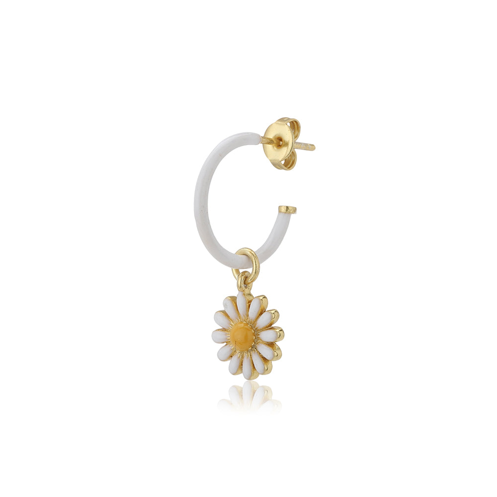 Women'S Gold Western Brass Na Post And Back Gold-Polished Single Floral Half Hoop Earrings - Wahe Jewels - Swadesiicart
