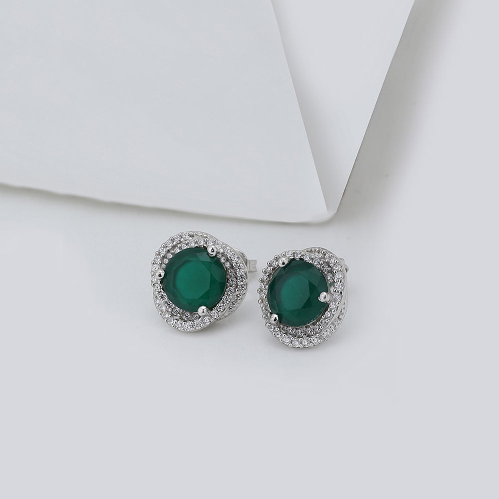 Women'S Silver Western Brass Cubic Zirconia Post And Back Rhodium - Plated Single Contemporary Rhodium - Plated Studs - Wahe Jewels - Swadesiicart
