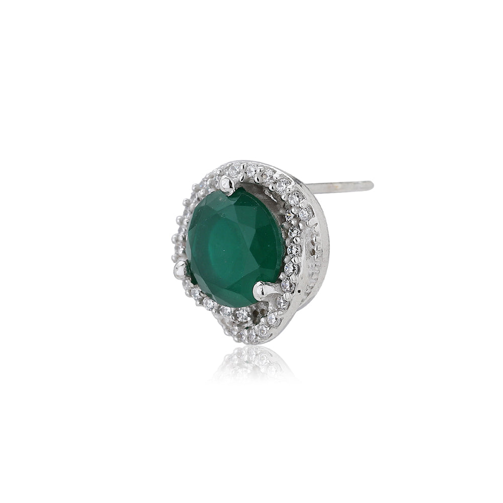 Women'S Silver Western Brass Cubic Zirconia Post And Back Rhodium - Plated Single Contemporary Rhodium - Plated Studs - Wahe Jewels - Swadesiicart