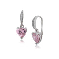 Women'S Silver Western Brass Cubic Zirconia Fish Hook Ear Wire Rhodium - Plated Single Heart Shaped Drop Earrings - Wahe Jewels - Swadesiicart