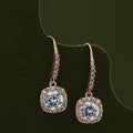 Women'S Rose Gold Western Brass Cubic Zirconia Fish Hook Ear Wire Rose Gold-Polished Single Square Rose - Gold-Polished Drop Earrings - Wahe Jewels - Swadesiicart