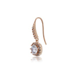 Women'S Rose Gold Western Brass Cubic Zirconia Fish Hook Ear Wire Rose Gold-Polished Single Square Rose - Gold-Polished Drop Earrings - Wahe Jewels - Swadesiicart