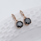 Women'S Rose Gold Western Brass Cubic Zirconia Fish Hook Ear Wire Rose Gold-Polished Single Circular Drop Earrings - Wahe Jewels - Swadesiicart