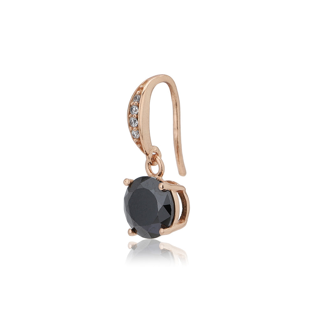 Women'S Rose Gold Western Brass Cubic Zirconia Fish Hook Ear Wire Rose Gold-Polished Single Circular Drop Earrings - Wahe Jewels - Swadesiicart