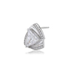 Women'S Silver Western Brass Cubic Zirconia Post And Back Rhodium - Plated Single Triangular Studs Earrings - Wahe Jewels - Swadesiicart