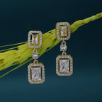 Gold-Polished White Pearl Cz Circular Drop Earring For Women - Wahe Jewels - Swadesiicart