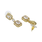 Gold-Polished White Pearl Cz Circular Drop Earring For Women - Wahe Jewels - Swadesiicart
