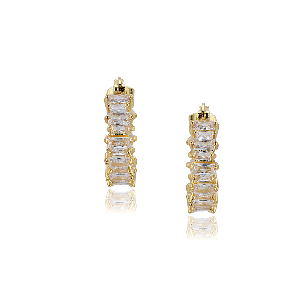 Gold-Polished With Cz Stylish Half Hoop Earring For Women - Wahe Jewels - Swadesiicart