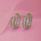 Gold-Polished With Cz Stylish Half Hoop Earring For Women - Wahe Jewels - Swadesiicart