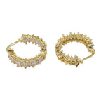 Gold-Polished With Cz Stylish Half Hoop Earring For Women - Wahe Jewels - Swadesiicart