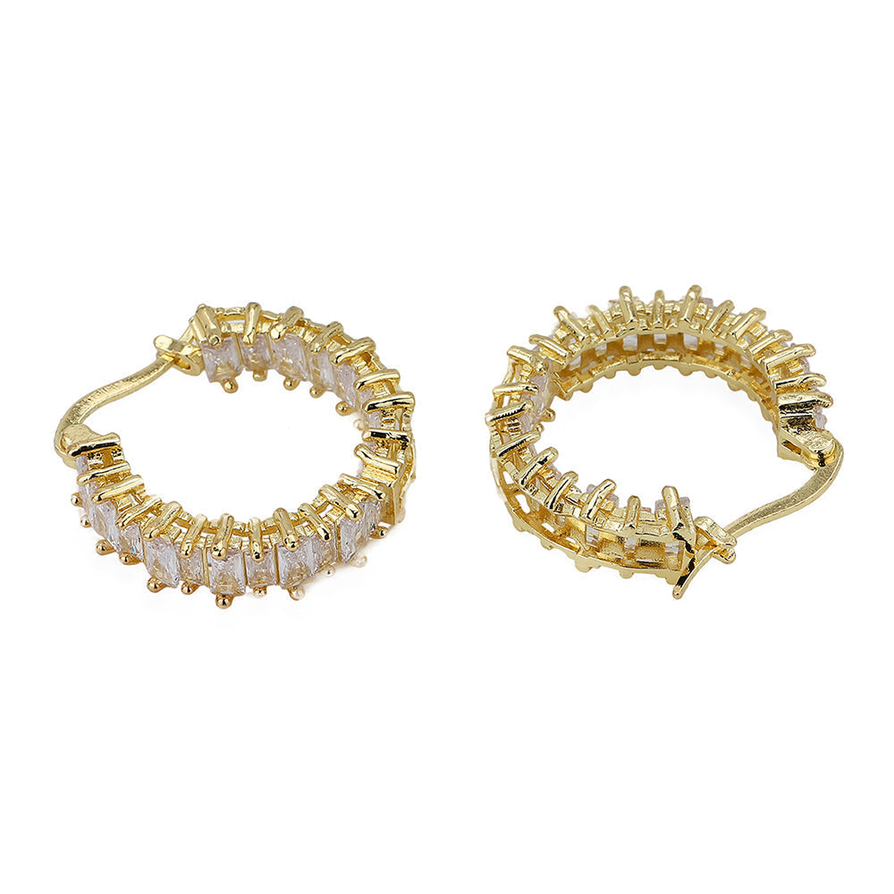 Gold-Polished With Cz Stylish Half Hoop Earring For Women - Wahe Jewels - Swadesiicart