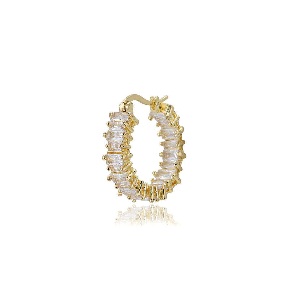 Gold-Polished With Cz Stylish Half Hoop Earring For Women - Wahe Jewels - Swadesiicart