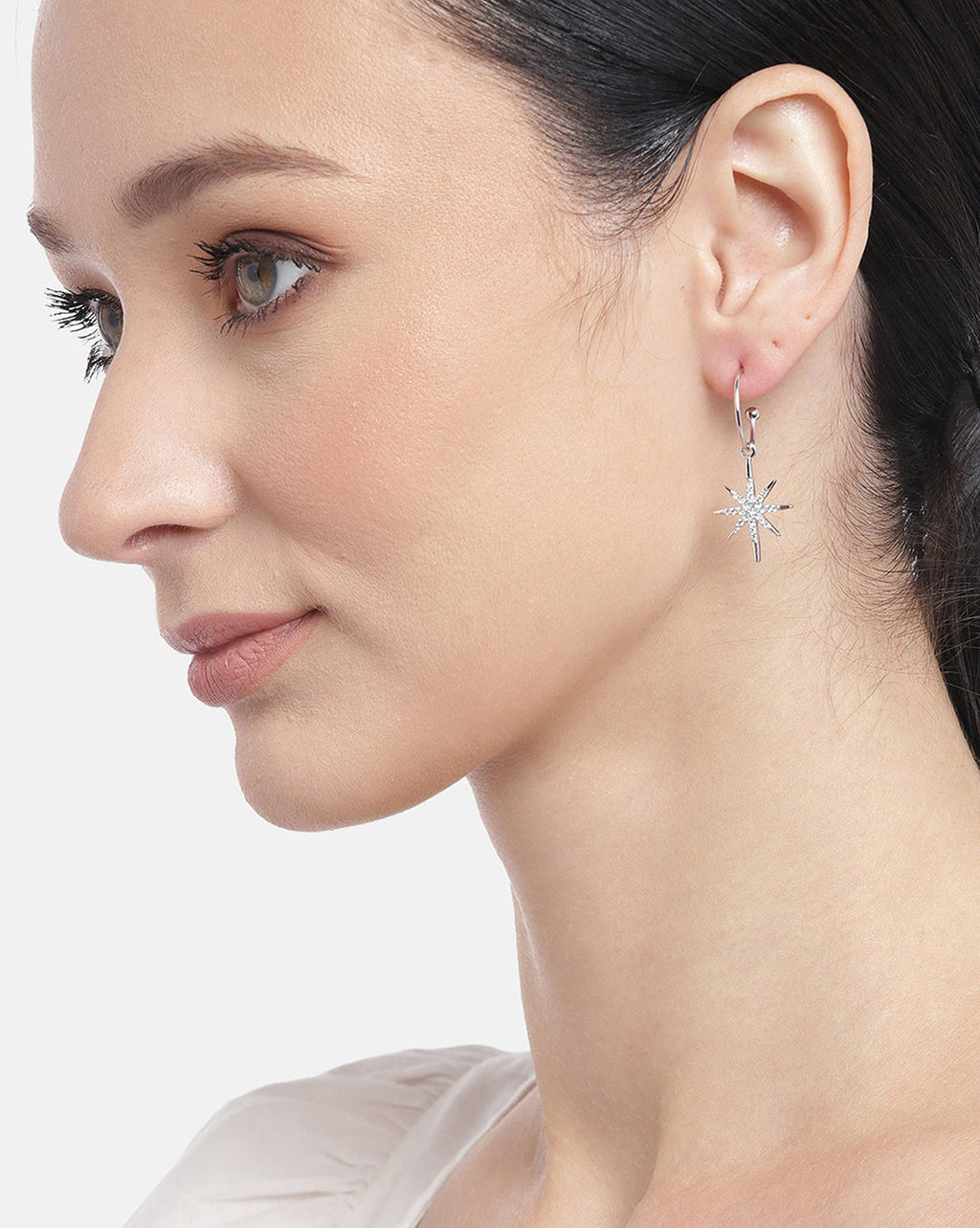 Rose Gold-Polished Heart Cz Hoop Earring For Women - Wahe Jewels - Swadesiicart