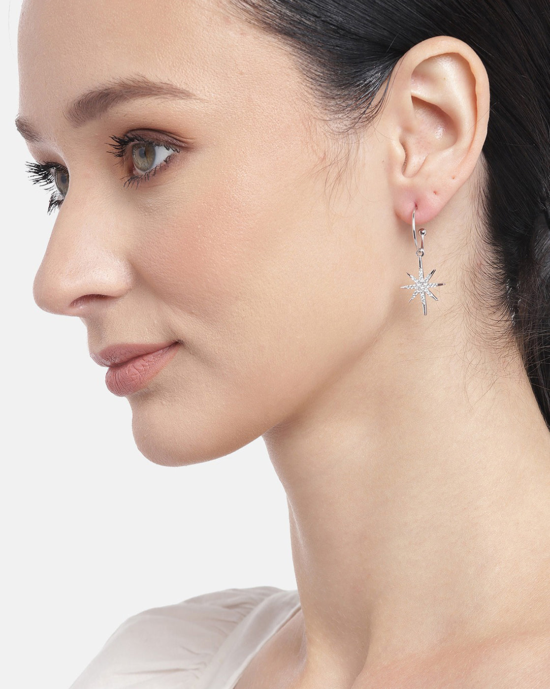 Rose Gold-Polished Heart Cz Hoop Earring For Women - Wahe Jewels - Swadesiicart