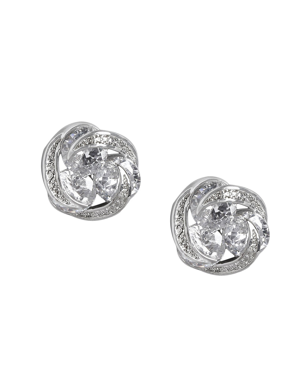 Rose Gold-Polished Cz Circular Stud Earring For Women - Wahe Jewels - Swadesiicart