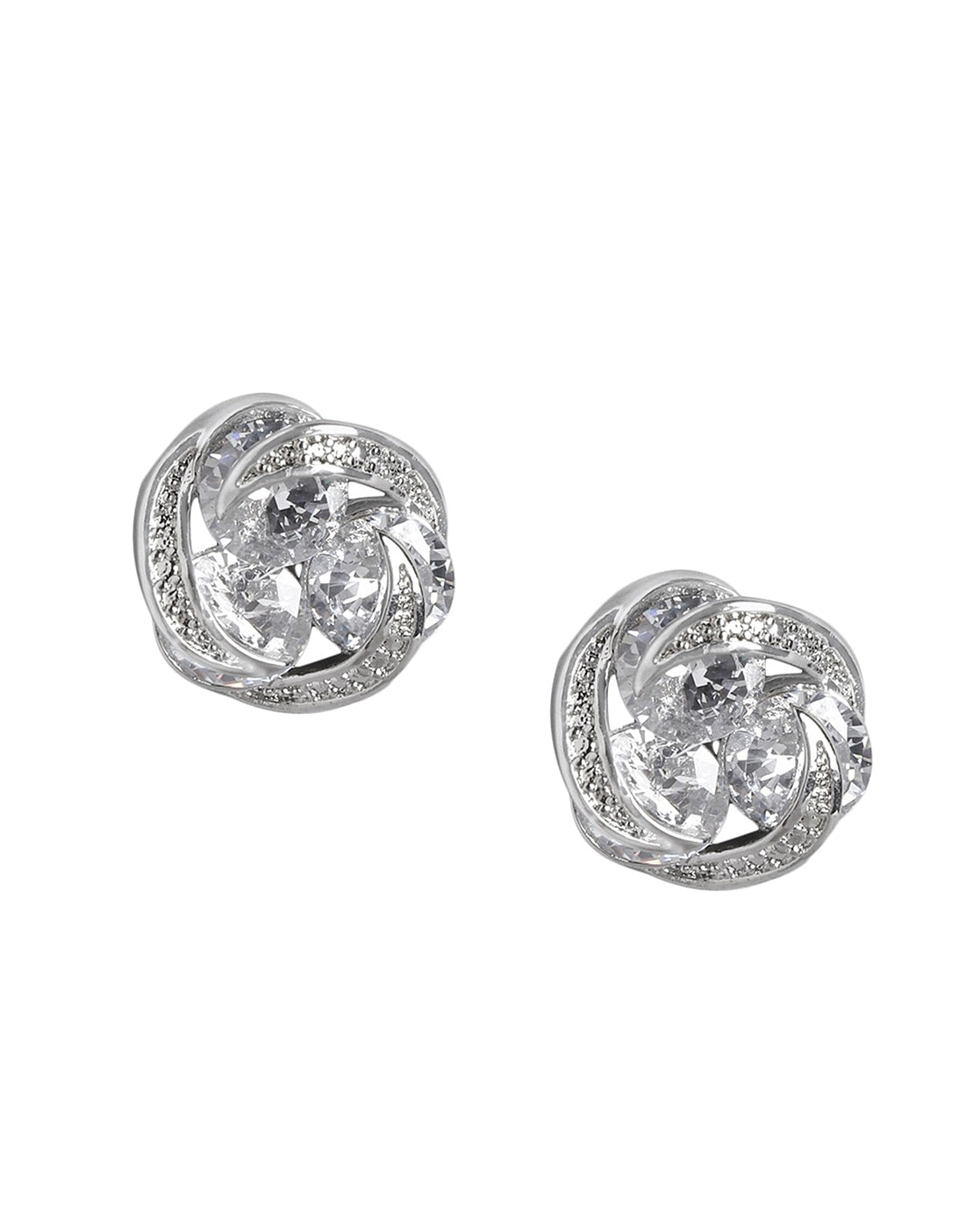 Rose Gold-Polished Cz Circular Stud Earring For Women - Wahe Jewels - Swadesiicart