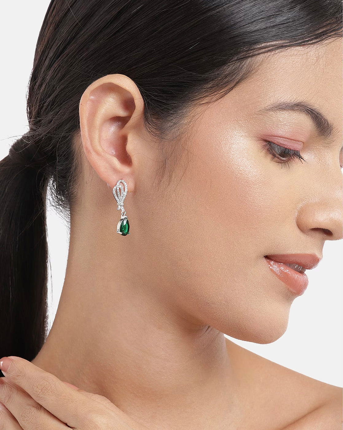 Gold-Polished & Pearl Cz Teardrop Fancy Stud Earring For Women - Wahe Jewels - Swadesiicart