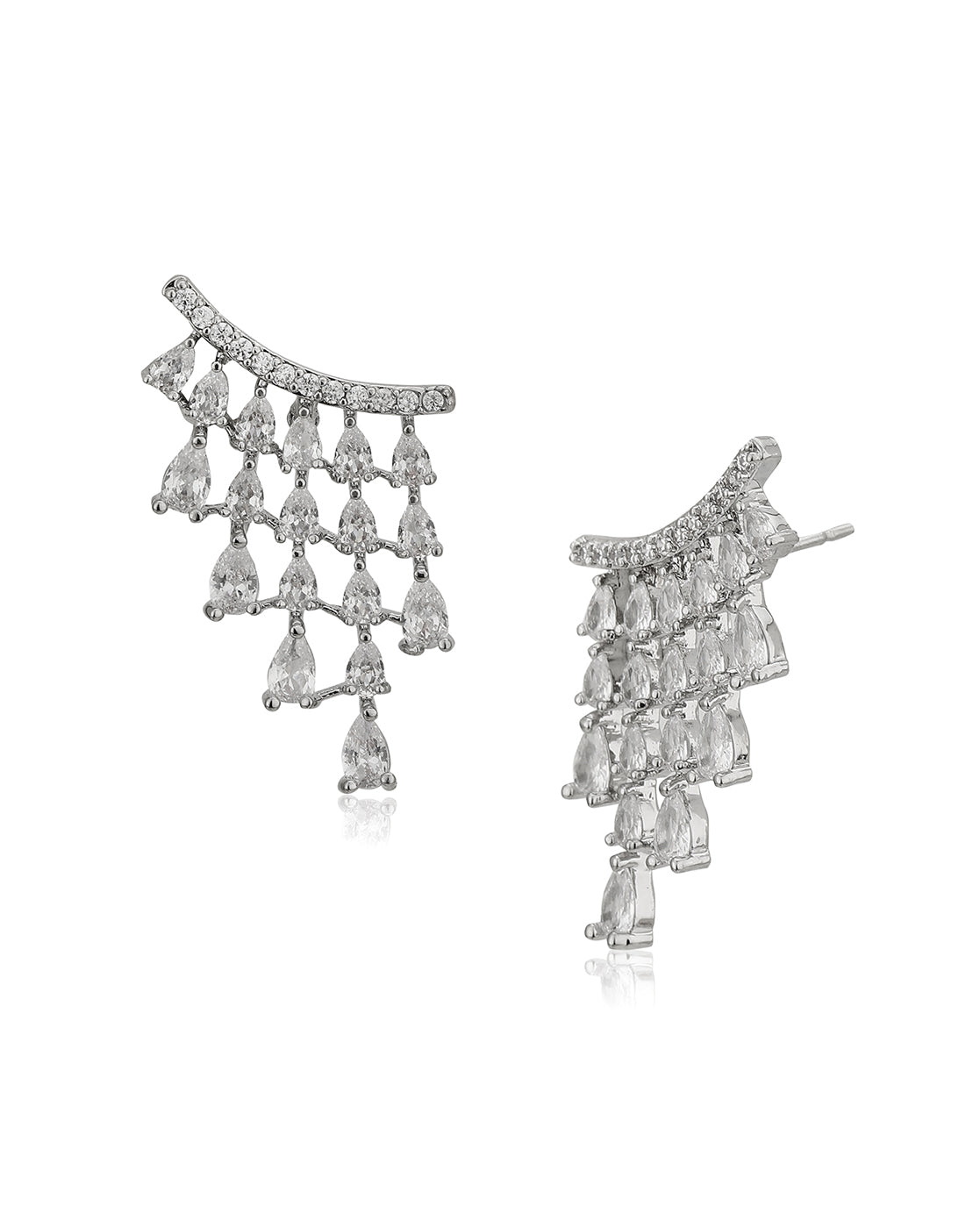 Gold-Polished With Pearl Contemporary Half Hoop Earring For Women - Wahe Jewels - Swadesiicart