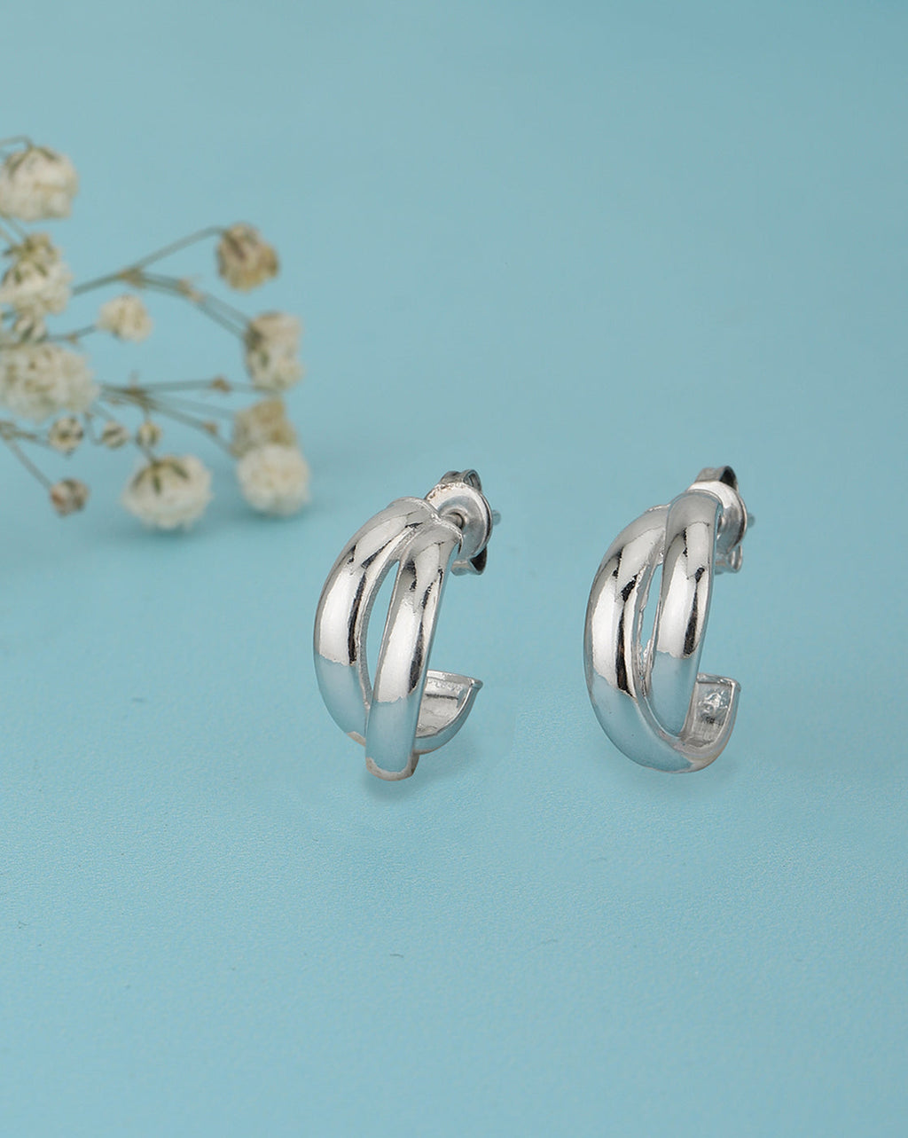 Rhodium Plated Textured Drop Earrings With Dangling Bar - Wahe Jewels - Swadesiicart