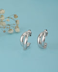 Rhodium Plated Textured Drop Earrings With Dangling Bar - Wahe Jewels - Swadesiicart