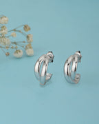 Rhodium Plated Textured Drop Earrings With Dangling Bar - Wahe Jewels - Swadesiicart