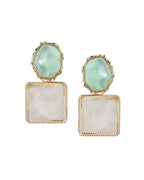 Premium Jewellery - Silver Toned Cz Studded Rhodium - Plated Square Handcrafted Drop Earrings - Wahe Jewels - Swadesiicart