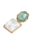 Premium Jewellery - Silver Toned Cz Studded Rhodium - Plated Square Handcrafted Drop Earrings - Wahe Jewels - Swadesiicart