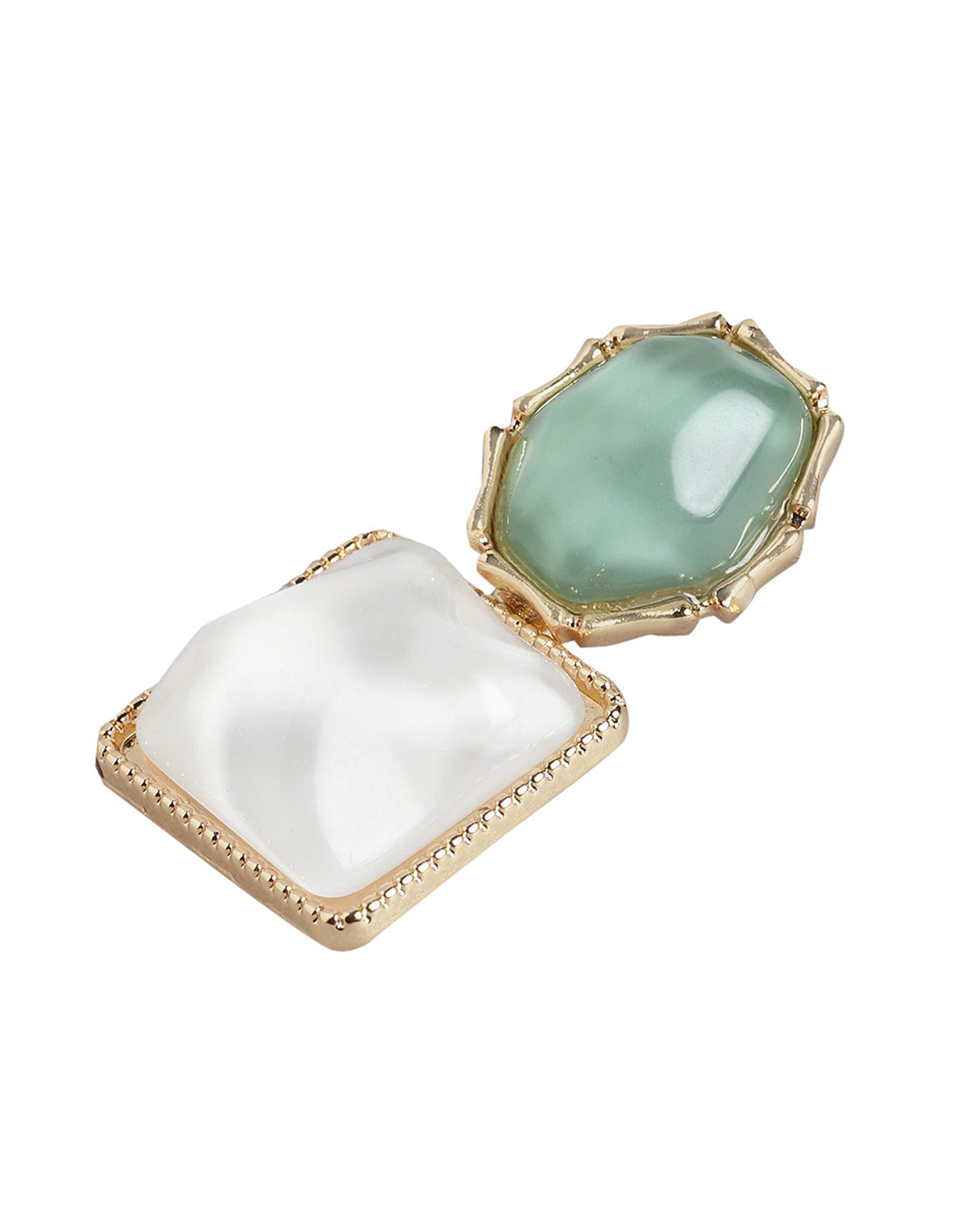 Premium Jewellery - Silver Toned Cz Studded Rhodium - Plated Square Handcrafted Drop Earrings - Wahe Jewels - Swadesiicart