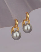 Gold-Polished White Pearl Cz Contemporary Stud Earring For Women - Wahe Jewels - Swadesiicart