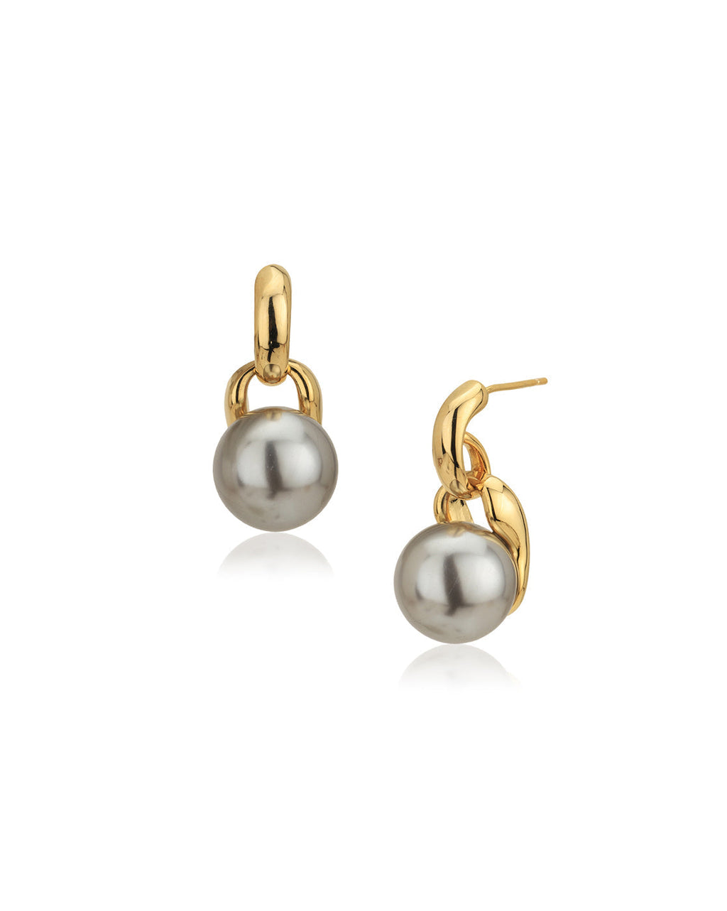 Gold-Polished White Pearl Cz Contemporary Stud Earring For Women - Wahe Jewels - Swadesiicart