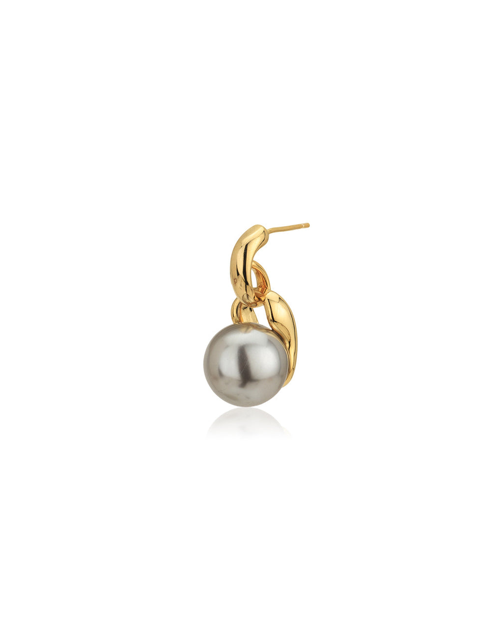 Gold-Polished White Pearl Cz Contemporary Stud Earring For Women - Wahe Jewels - Swadesiicart