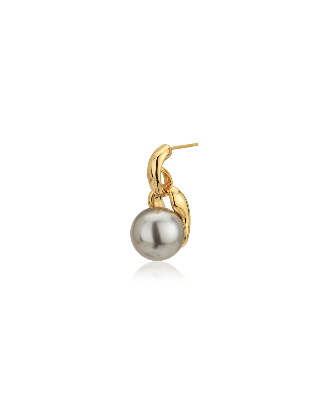 Gold-Polished White Pearl Cz Contemporary Stud Earring For Women - Wahe Jewels - Swadesiicart