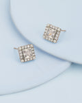 Silver Plated Cz & Pearl Square Stud Earring For Women - Wahe Jewels - Swadesiicart