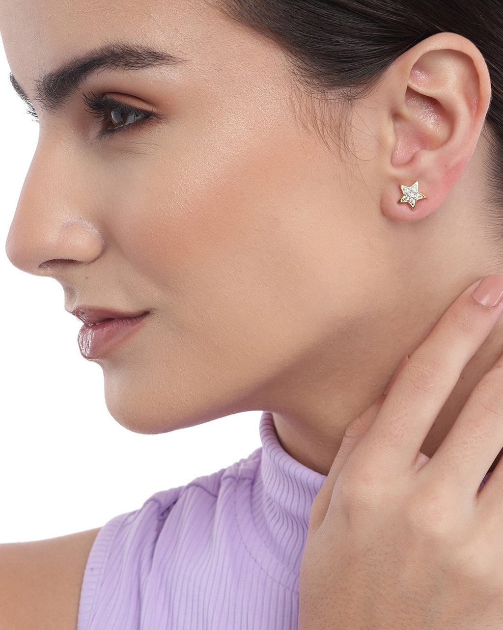 Rhodium Plated Minimal Threader Earrings With Hearts - Wahe Jewels - Swadesiicart
