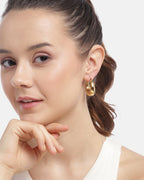 Premium Jewellery - Multi Colour Toned Cz Studded Silver - Plated Floral Shaped Oxidised Drop Earrings - Wahe Jewels - Swadesiicart